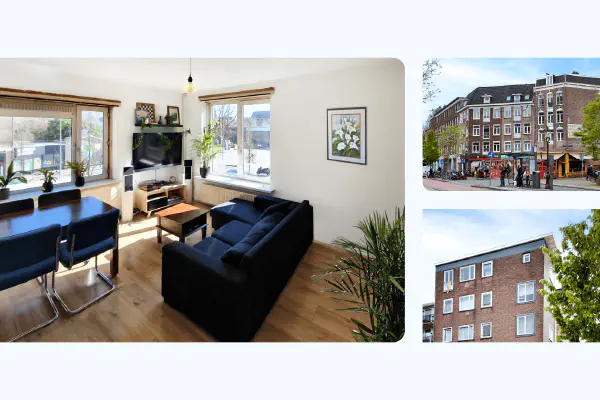 Graphic advertising a student home investment opportunity near Oosterpark, Amsterdam.