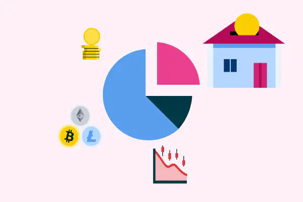 Abstract graphic representing diversification across different asset classes including real estate.